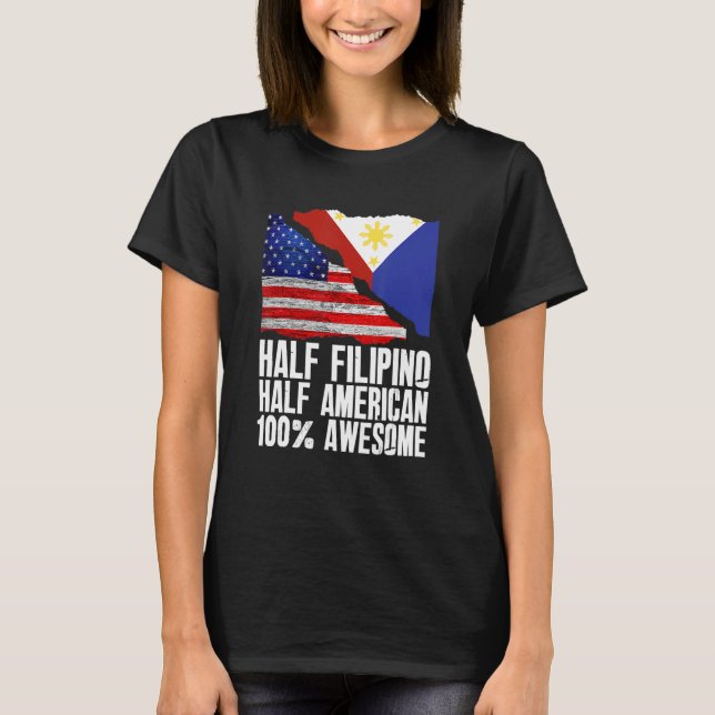 T-shirt Moitié philippin demi-américain Pinoy Philippines  (Devant)