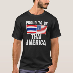 T-shirt Moitié thaï Moitié américain Drapeau de la Thaïla