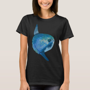T-shirt Mola Mola Poisson-Lune Aquarelle Mignon - Bleu