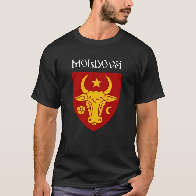 T-shirt Moldavian coat of arms - white text (Devant)