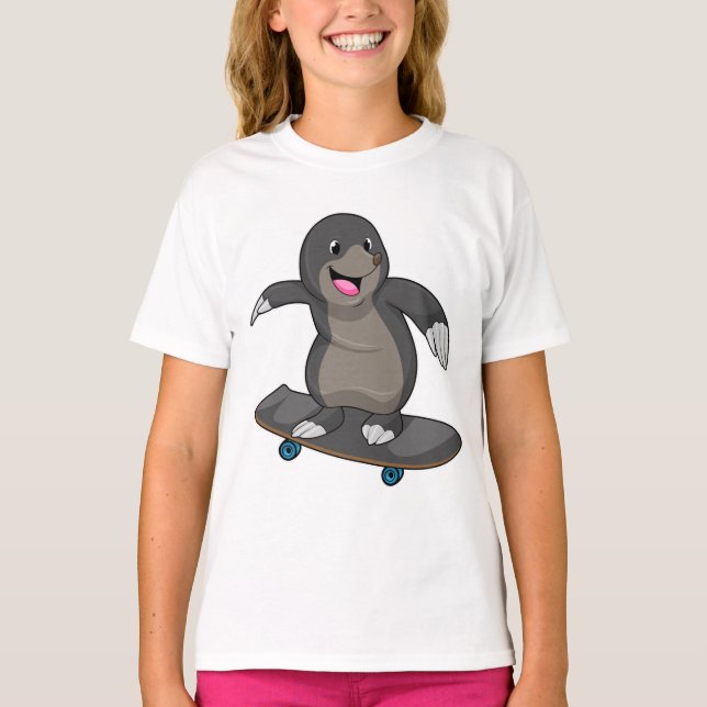 T-shirt Mole en skate avec skateboard (Devant)