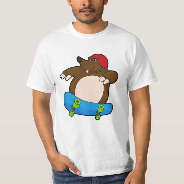 T-shirt Mole en Skate avec Skateboard & Casque (Devant)