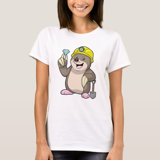 T-shirt Mole en tant que mineur avec lunette et diamant (Devant)