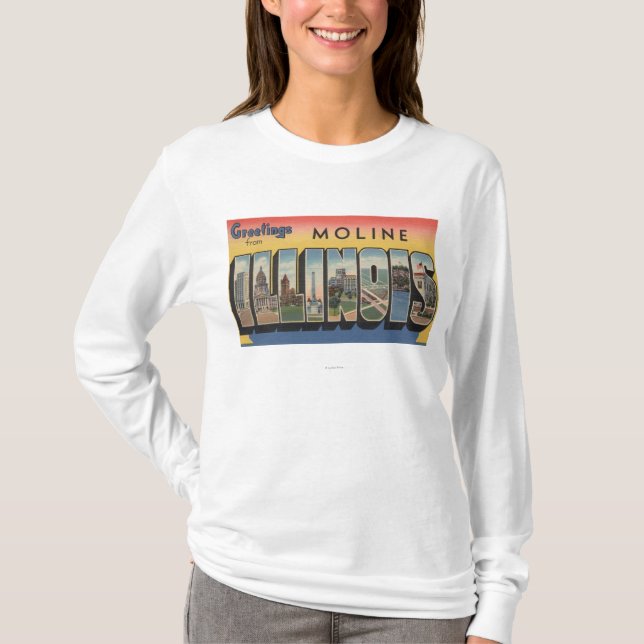 T-shirt Moline, l'Illinois - grandes scènes de lettre (Devant)