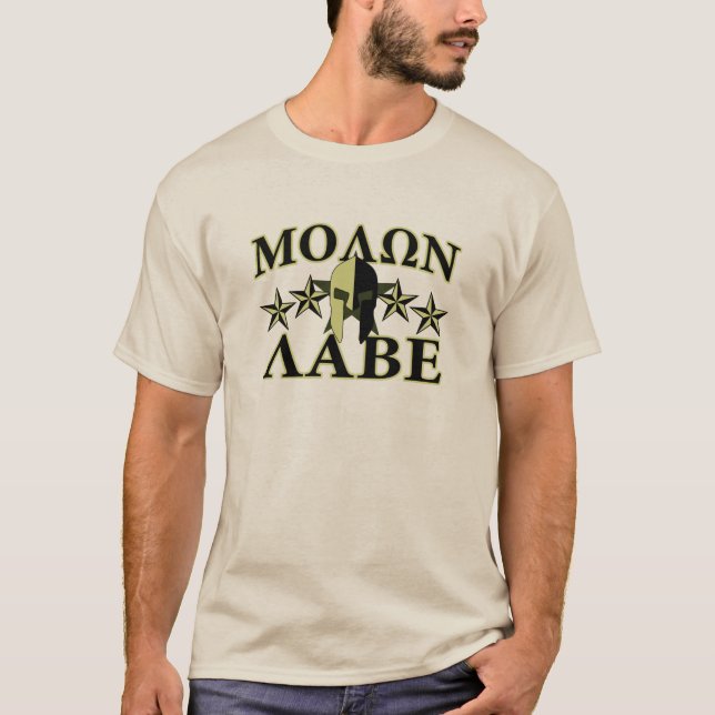 T-shirt Molon Labe Casque spartiate 5 étoiles (Devant)