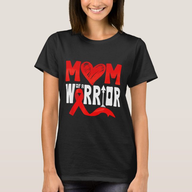 T-shirt Mom Of A Heart Warrior Chd Heart Disease Awareness (Devant)