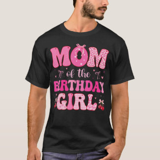 T-shirt Mom Of The Birthday Girl Coquette Bow Cherry Birth