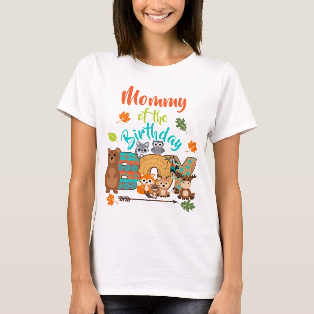T-shirt Momie de l'anniversaire garçon Flèche de bois (Devant)