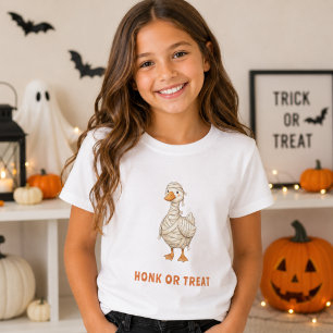 T-Shirt Momie d'Halloween Oie Honk or Treat Fille