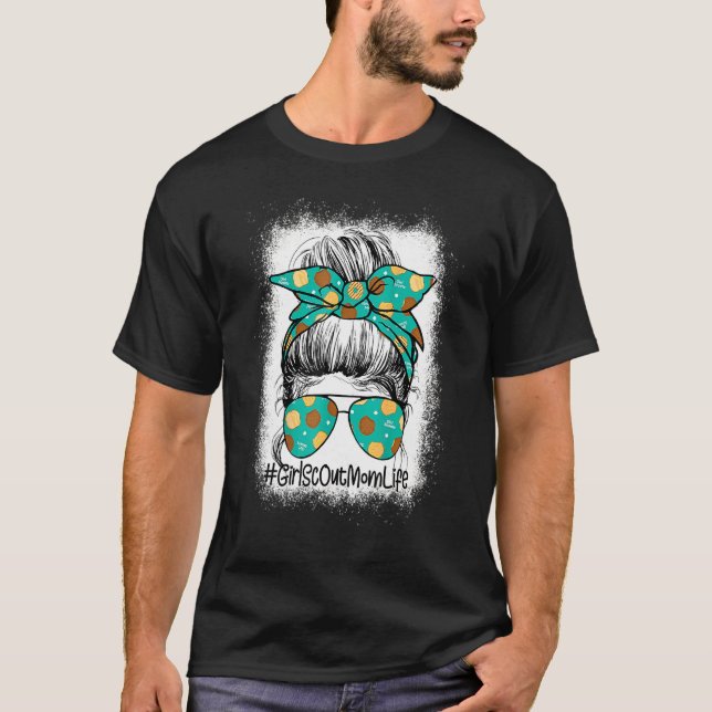 T-shirt Momlife Messy Bun Scout Pour Filles Cookie Maman (Devant)