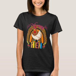 T-shirt Mommy Hen Cute Floral Chicken Bow Tie Rainbow Moth