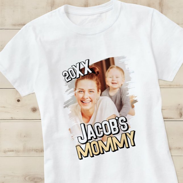 T-shirt Mommy Modern Simple Grunge Custom Baby Photo (Créateur téléchargé)