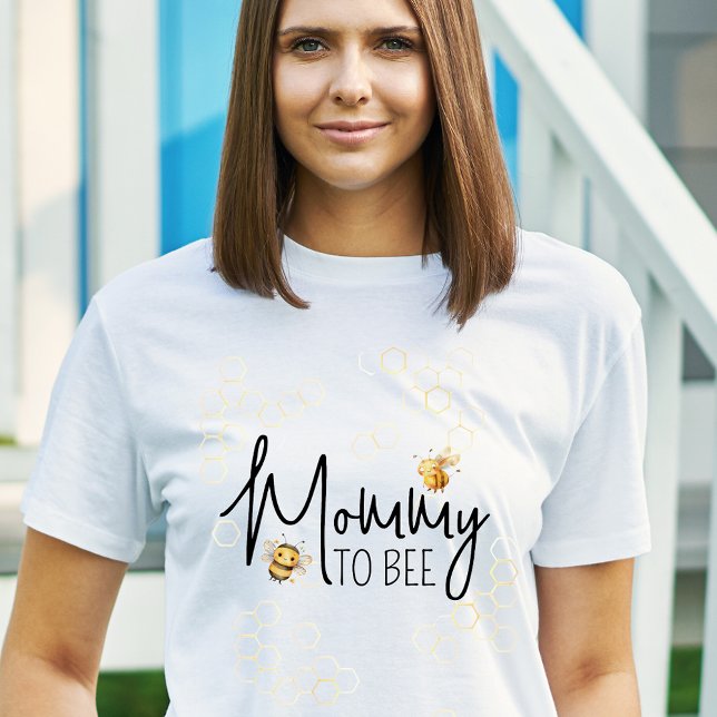 T-shirt Mommy to Bee Baby shower Jaune Script noir (Créateur téléchargé)