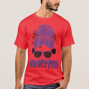 T-shirt Momster Frankenstein Messy Bun Drôle Maman Hallowe