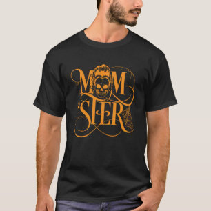 T-shirt Momster Halloween pour les femmes Messy Bun Skull 