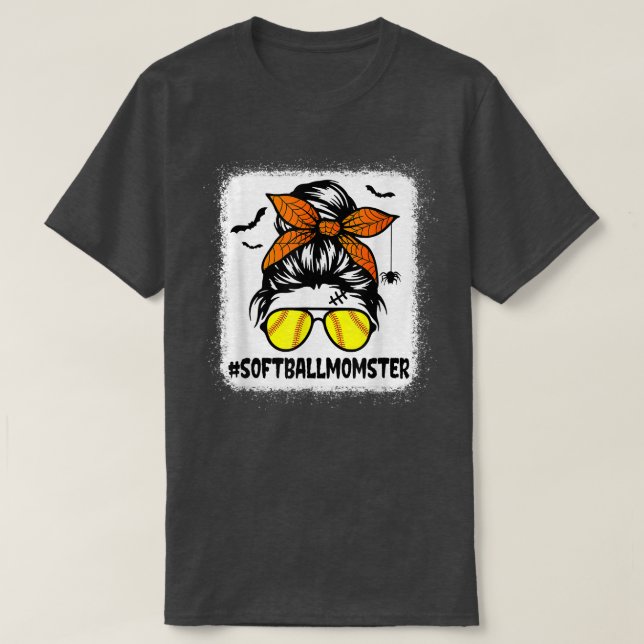 T-shirt Momster Softball Femmes Halloween Maman Messy Bu (Design devant)