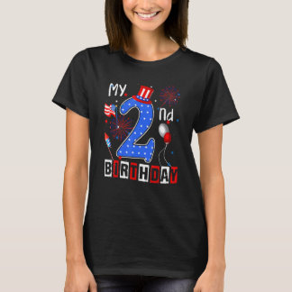 T-shirt Mon 2e anniversaire Feu d'artifice Drapeau Amériqu
