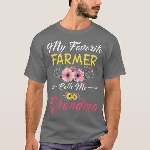 T-shirt Mon Agriculteur Préféré M'Appelle Mamie Flowers Mè