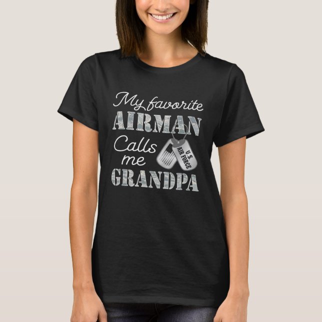 T-shirt Mon Airman Favori M'Appelle Grand-Père USAF Grand- (Devant)