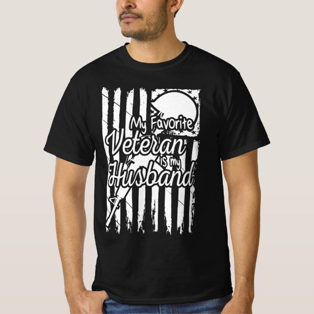 T-shirt mon ancien combattant préféré est mon mari, la fem (Devant)