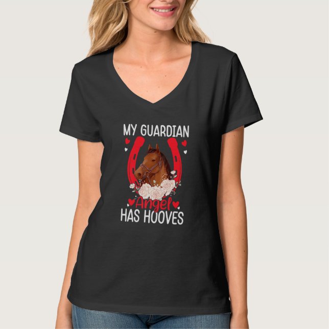 T-shirt Mon Ange Gardien A Des Hooves Équestres Cheval (Devant)