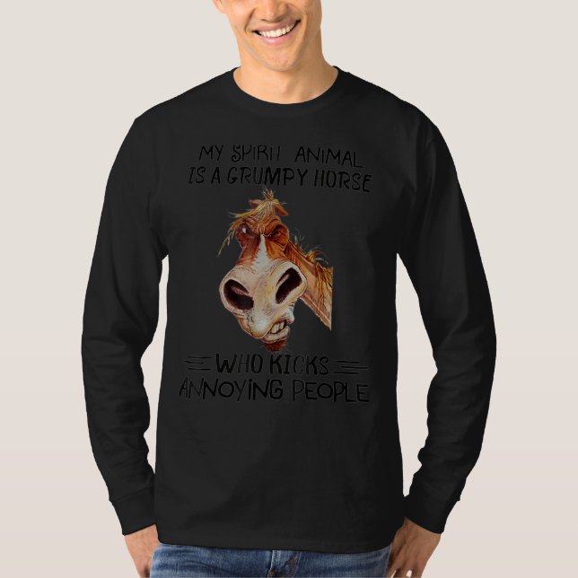 T-shirt Mon Animal D'Esprit Est Un Cheval Grumpy Qui Tue A (Devant)