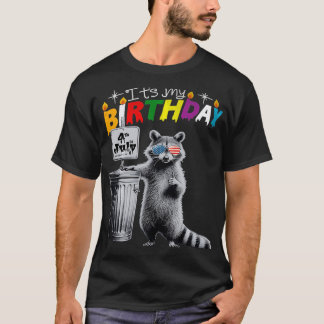 T-shirt Mon Anniversaire Funny Raccoon 4 juillet Carte des
