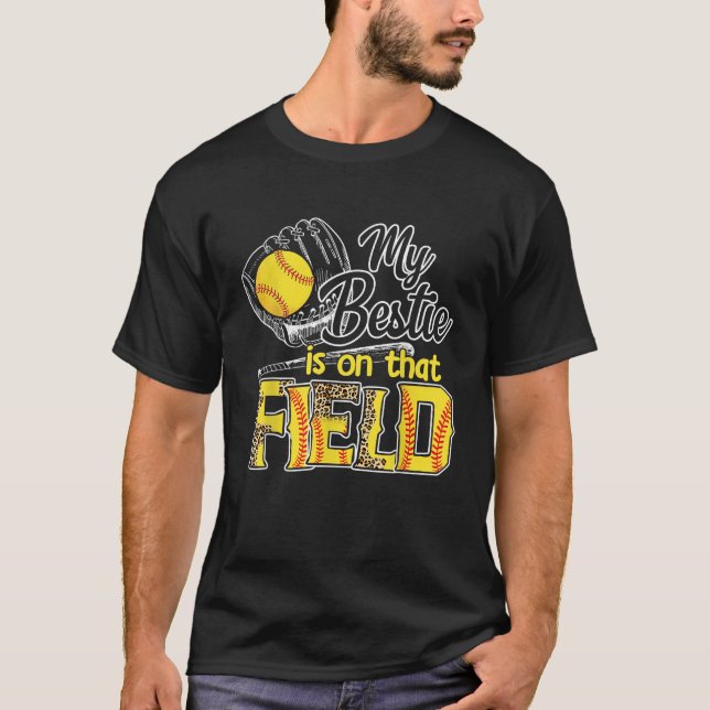 T-shirt Mon Bestie Est Sur Ce Leopard De Softball De Terra (Devant)