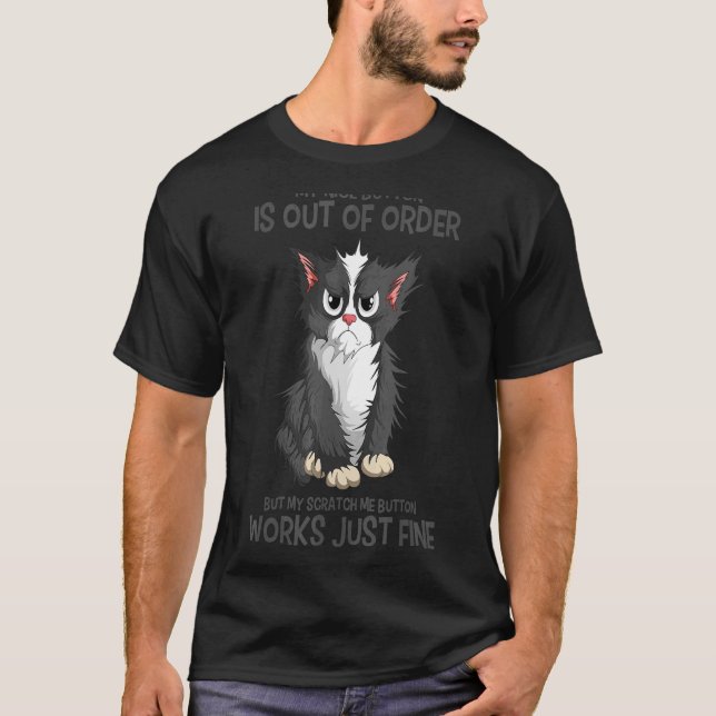 T-shirt Mon Bouton Sympa Est Hors De Commande Chat Kitten  (Devant)