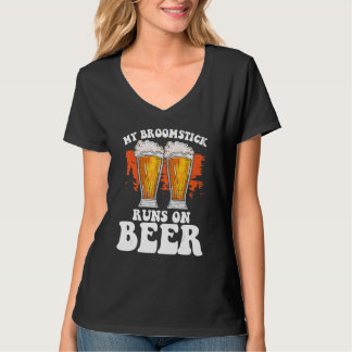 T-shirt Mon Broomstick Fonctionne Sur La Bière Halloween W