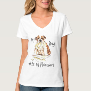T-shirt Mon Bulldog A Mangé Mes devoirs