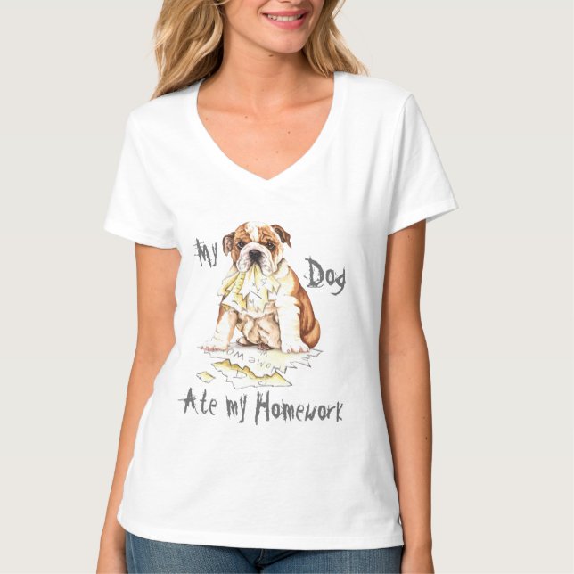 T-shirt Mon Bulldog A Mangé Mes devoirs (Devant)