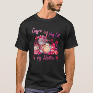T-shirt Mon café et mon chat sont mon valentin Cut Cat