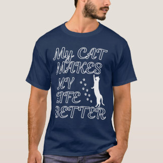 T-shirt Mon chat améliore ma vie - Citation Amoureux des c