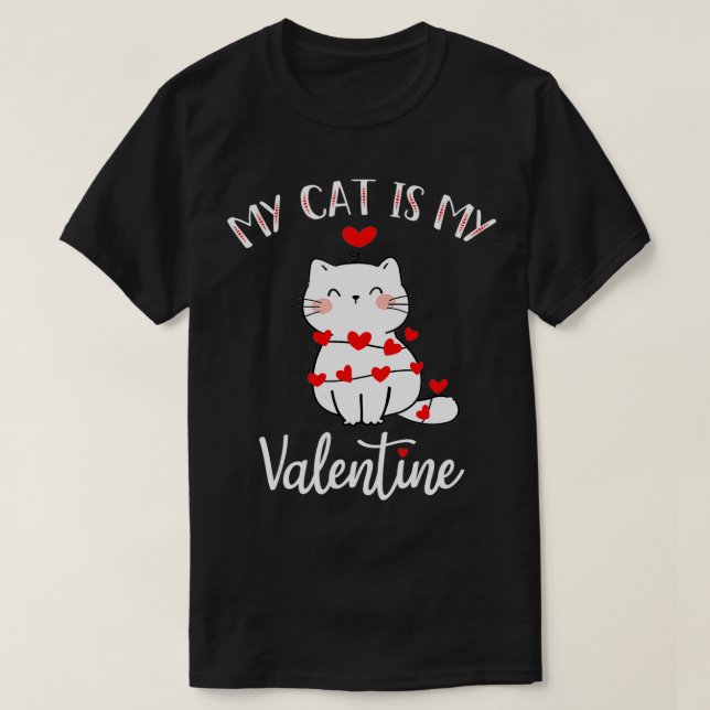 T-shirt Mon Chat Est Mon Amoureux des chats Valentin Cool  (Design devant)