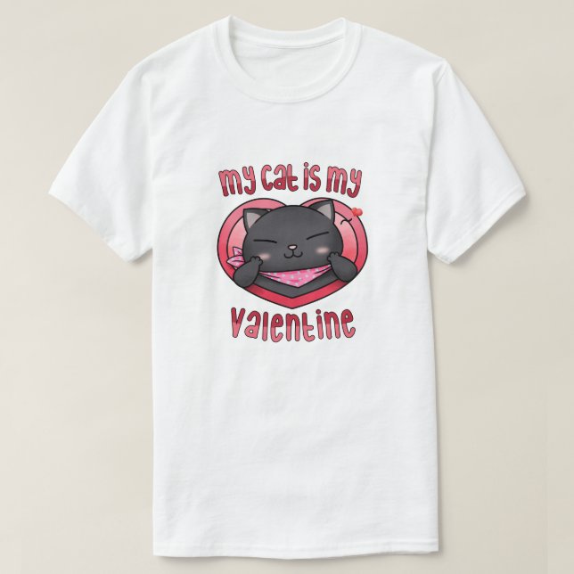 T-shirt Mon chat est Mon chat Valentine Black Cat (Design devant)