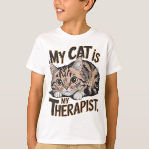 T-shirt Mon Chat Est Mon Thérapeute Mignonne Feline Thérap