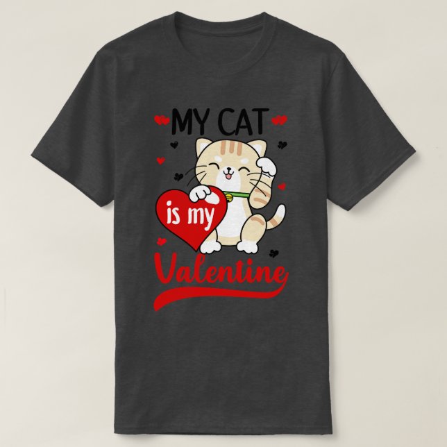 T-shirt Mon Chat Est Mon Valentine 2 (Design devant)