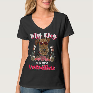 T-shirt Mon chien Airedale Terrier est Mon Valentine