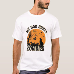 T-shirt Mon chien chasse les zombies conception de chien H