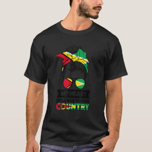 T-shirt Mon cœur appartient à ce pays Guyana Drapeau guyan