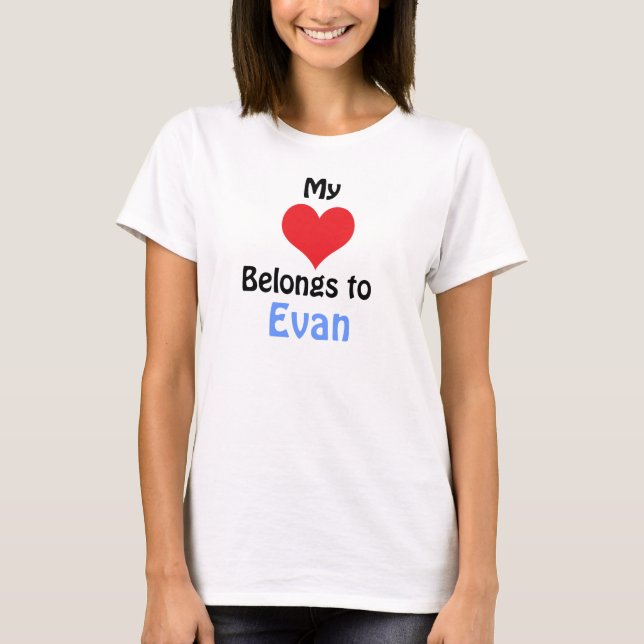 T-shirt Mon coeur appartient à Evan (Devant)