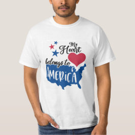 T-shirt Mon coeur appartient à l'Amérique patriotique