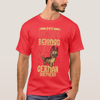 T-shirt Mon coeur appartient à mon berger allemand