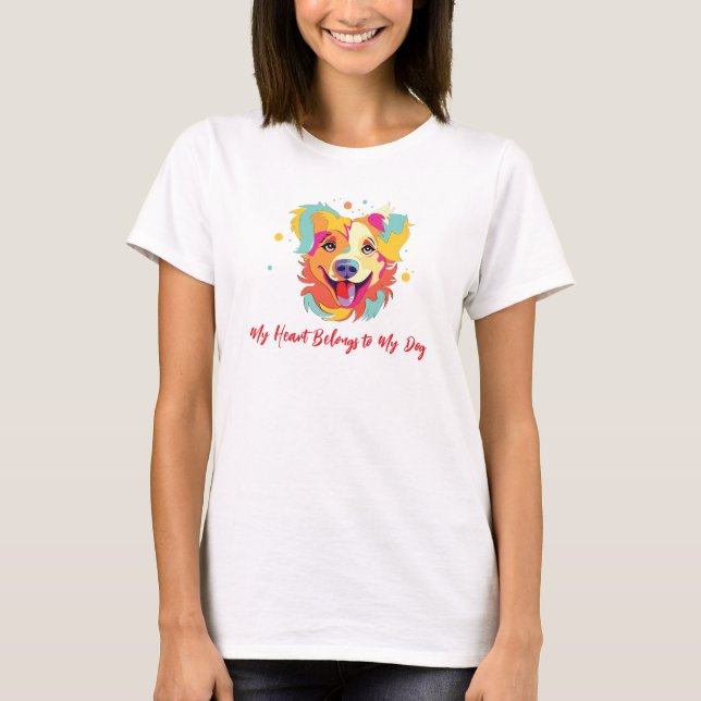 T-shirt Mon coeur appartient à mon chien (Devant)