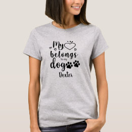 T-shirt Mon coeur appartient à mon chien Personnaliser