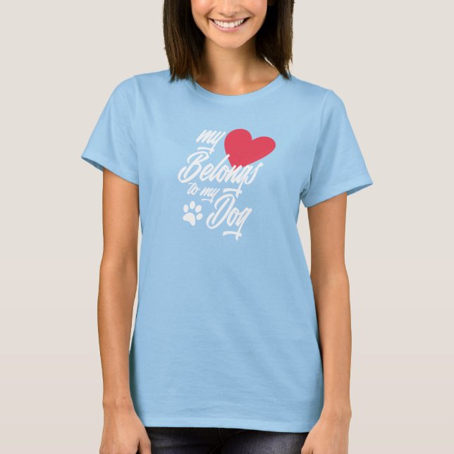 T-shirt Mon coeur appartient à mon chien Valentine| T-shir (Devant)