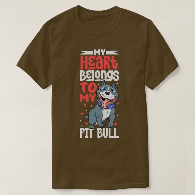T-shirt Mon coeur appartient à mon Pit Bull (Design devant)