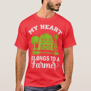 T-shirt Mon Coeur Appartient À Un Agriculteur