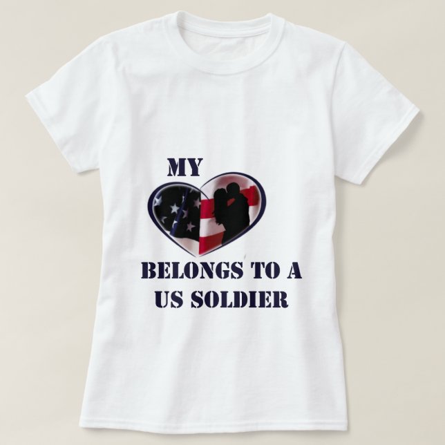 T-shirt Mon coeur appartient à un soldat des USA (Design devant)